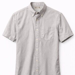 Club Monaco Men's Grey Short-Sleeve Button Down Shirt S